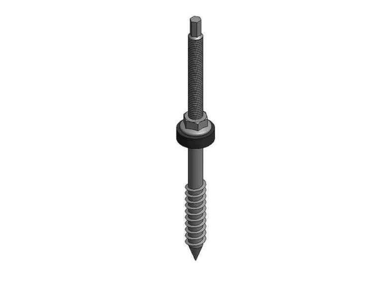 747915 Van der Valk, Rvs stokschroef M10x200mm (houten gording) - Afbeelding 1